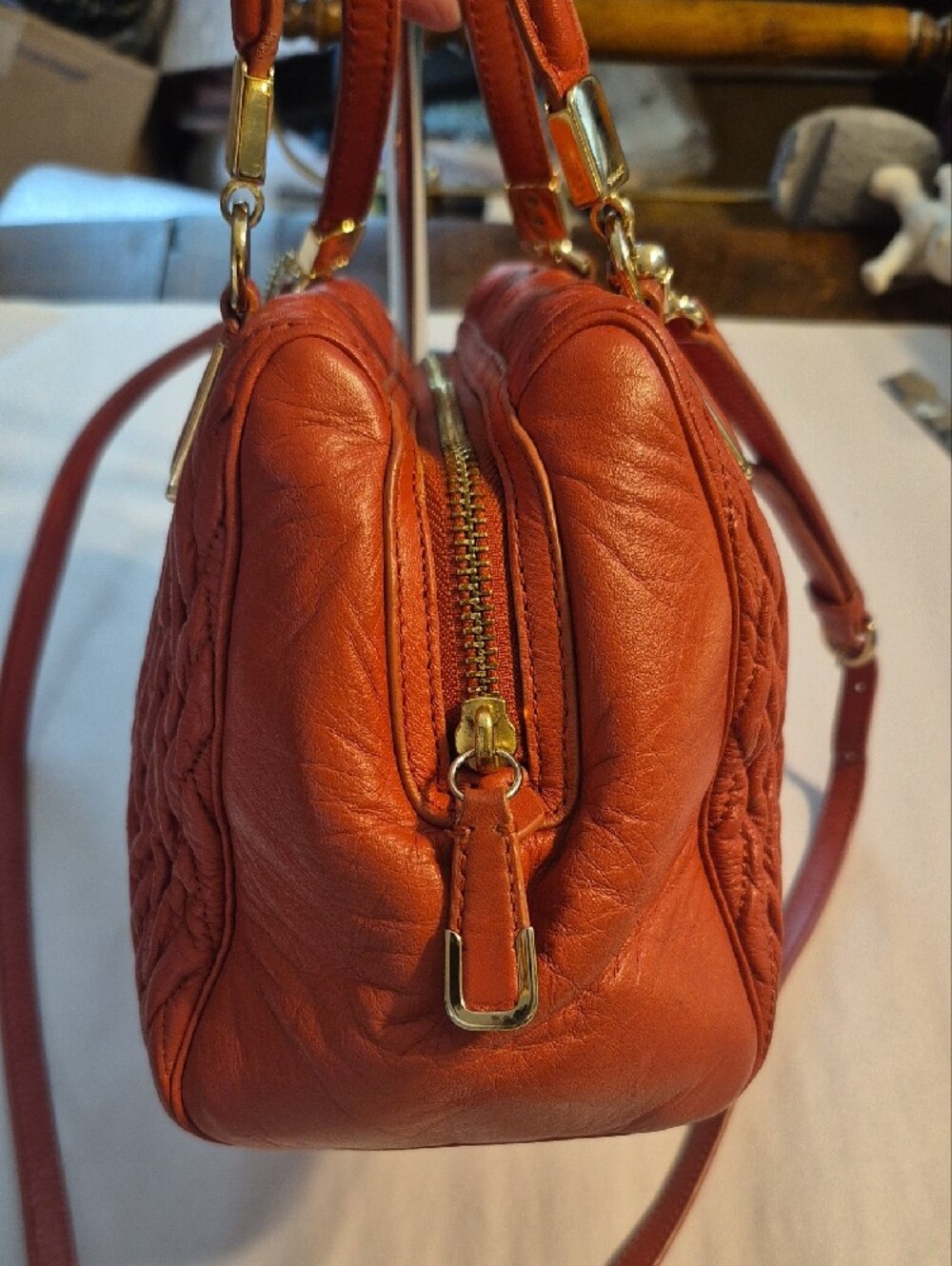 Coach MINI Coral Quilted Leather Shoulder Bag with Gold Hardware - Picture 6 of 10